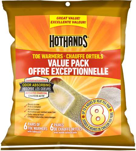 6 Pairs HotHands Toe Warmers - 8 Hour Adhesive Heat Packs