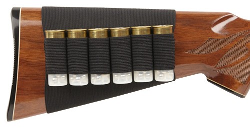 Bulldog Shotgun Stock Sleeve - Holds 6 Shells, Black Nylon