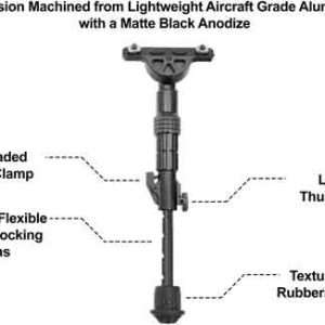 MATTE BLK CENTER H 8.0"-11.8" - Adjustable Legs, Extendable, Flexible Positions