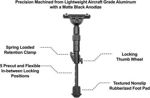 MATTE BLK CENTER H 8.0"-11.8" - Adjustable Legs, Extendable, Flexible Positions