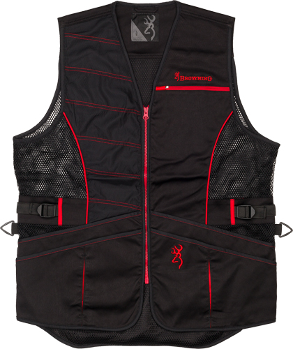 BROWNING ACE SHOOTING VEST R-HAND SM BLACK/RED TRIM - Image 2