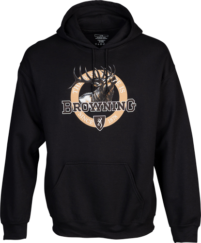 BROWNING HOODIE VINTAGE EMBLEM ELK BLACK LARGE - Image 2