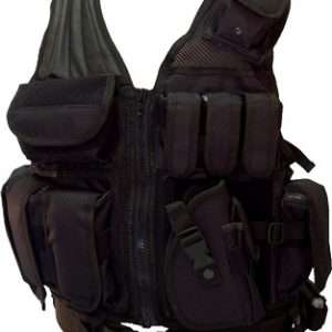 RED ROCK CROSS DRAW VEST BLACK 3 PISTOL AND 3 M4 MAG POUCHES