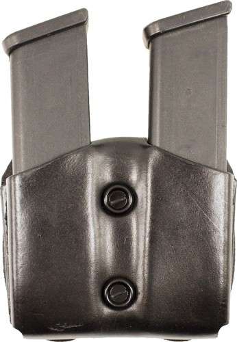 DESANTIS DOUBLE MAG POUCH OWB LEATHER SINGLE STACK 9/40 BLK