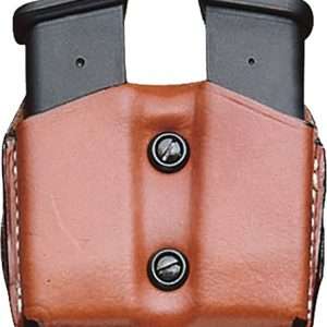 DESANTIS DOUBLE MAG POUCH OWB LEATHER SINGLE STACK 10/45 TAN