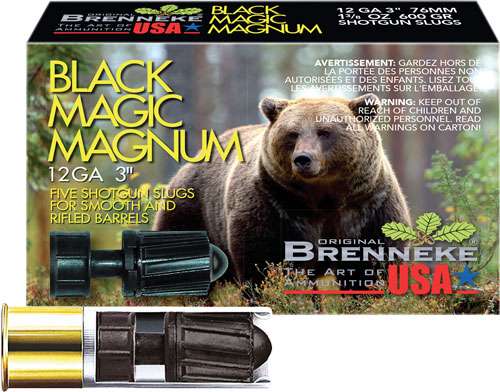 BRENNEKE USA BLACK MAGIC 12GA 3" 1.375OZ SLUG 5RD 50BX/CS