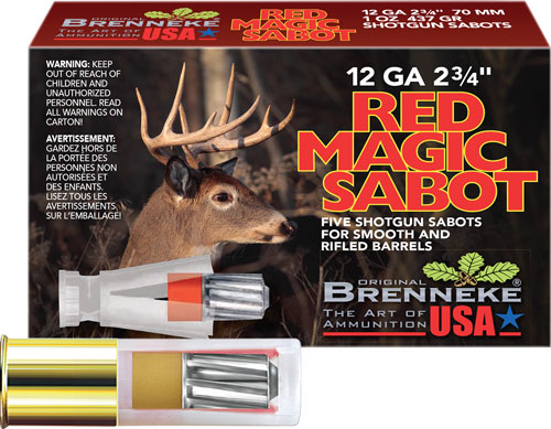 BRENNEKE USA RED MAGIC 12GA 2.75" 1OZ SABOT 5RD 50BX/CS - Image 3