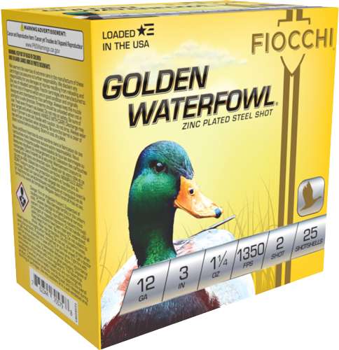 FIOCCHI GOLDEN WATERFOWL 12GA 3" 1-1/4OZ #2 25RD 10BX/CS