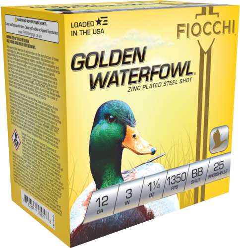 FIOCCHI GOLDEN WATERFOWL 12GA 3" 1-1/4OZ #BB 25RD 10BX/CS