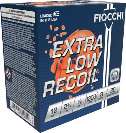 FIOCCHI LOW RECOIL 12GA 2.75" 7/8OZ #8 1200FPS 250RD CASE