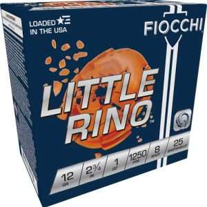 FIOCCHI LITTLE RINO 12GA 2.75" 1OZ #8 1250FPS 250RD CASE