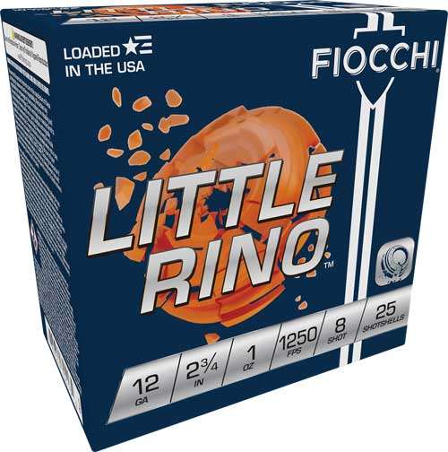FIOCCHI LITTLE RINO 12GA 2.75" 1OZ #8 1250FPS 250RD CASE