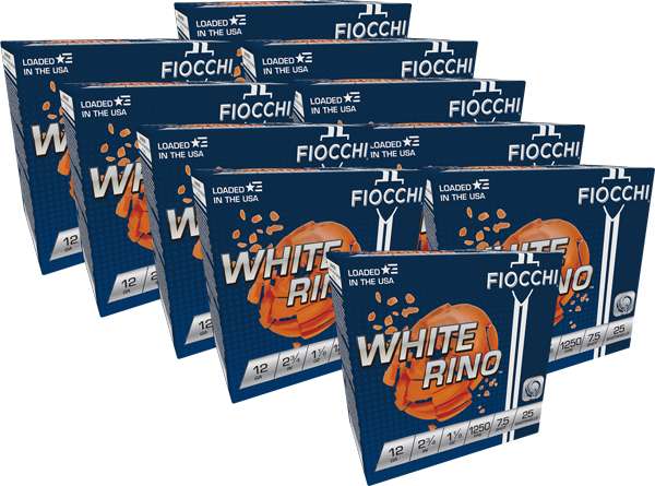 FIOCCHI WHITE RINO 12GA 2.75" 1-1/8OZ #7.5 1250FPS 250R CASE