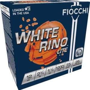 FIOCCHI WHITE RINO 12GA 2.75" 1-1/8OZ #7.5 1200FPS 250RD CAS