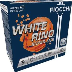 FIOCCHI WHITE RINO 12GA 2.75" 1-1/8OZ #8 1150FPS 250RD CASE