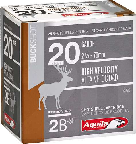 AGUILA SHOTSHELL 20GA 2.75" #2 BUCK 25RD 10BX/CS