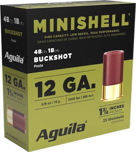 AGUILA MINI-SHELL 12GA 1.75" 7-#4 & 4-#1 BUCK 25RD 10BX/CS