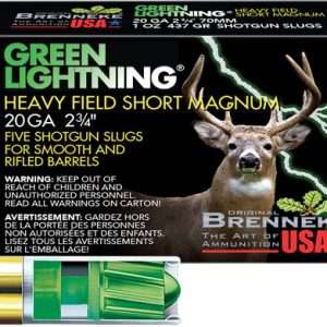 BRENNEKE USA GREEN LIGHTNING 20GA 2.75" 1OZ SLUG 5RD 50BX/C
