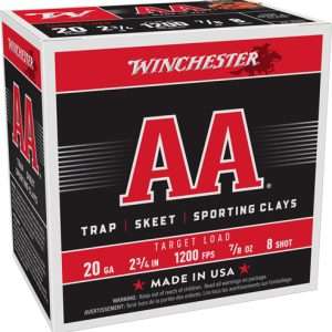 WINCHESTER AA 20GA 2.75" 7/8OZ #8 1200FPS 250RD CASE LOT