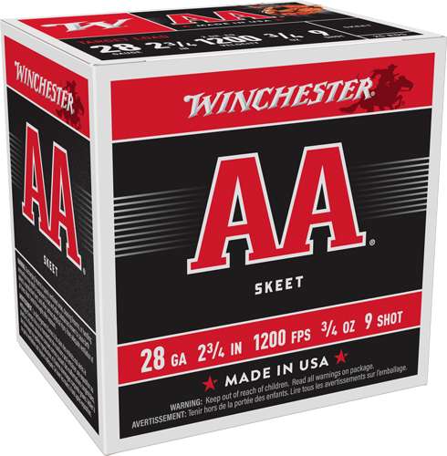 WINCHESTER AA 28GA 2.75" 3/4OZ #9 1200FPS 250RD CASE LOT