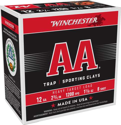 WINCHESTER AA 12GA 2.75" 1-1/8OZ #8 1200FPS 250RD CASE