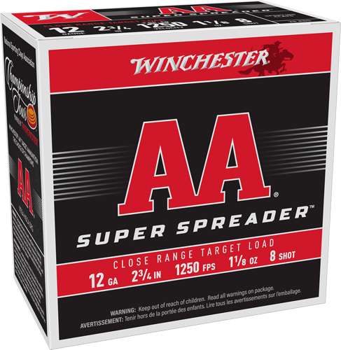 WINCHESTER AA 12GA 2.75" 1-1/8 SPREADER #8 1250FPS 250RD CASE