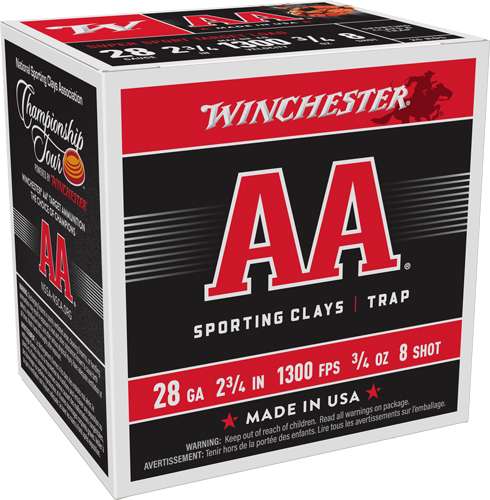 WINCHESTER AA 28GA 2.75" 3/4OZ #8 1300FPS 250RD CASE LOT