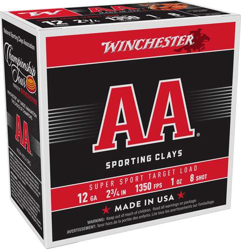 WINCHESTER AA 12GA 2.75" 1OZ #8 1350FPS 250RD CASE LOT