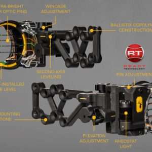 TROPHY RIDGE BOW SIGHT REACT H4 4-PIN .019 RH BLACK