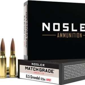 NOSLER MATCH GRADE 6.5 GRENDEL 123GR BTHP 20RD 10BX/CS