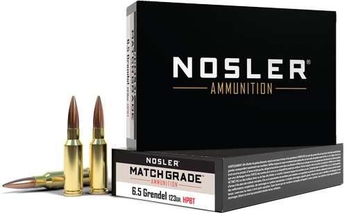 NOSLER MATCH GRADE 6.5 GRENDEL 123GR BTHP 20RD 10BX/CS