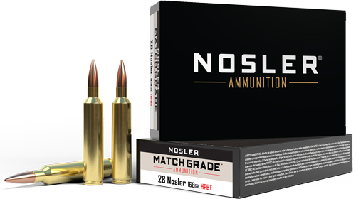 NOSLER MATCH GRADE 28 NOSLER 168GR CUSTOM HPBT 20RD 10BX/C!