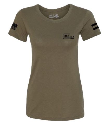 GLOCK LADIES "GLOCK GIRL FLAG TEE" SHORT SLEEVE LG MIL GRN - Image 2