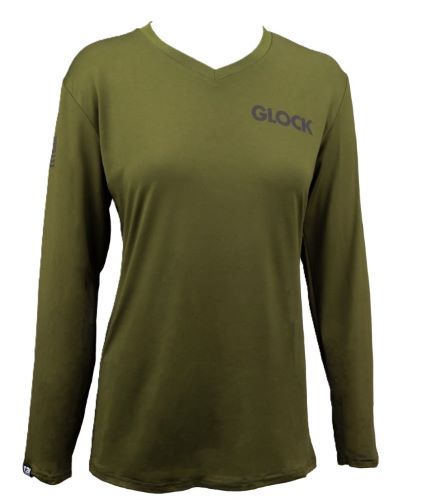 GLOCK LADIES PERFORMANCE LONG SLEEVE SHIRT MED MILITARY GRN - Image 2