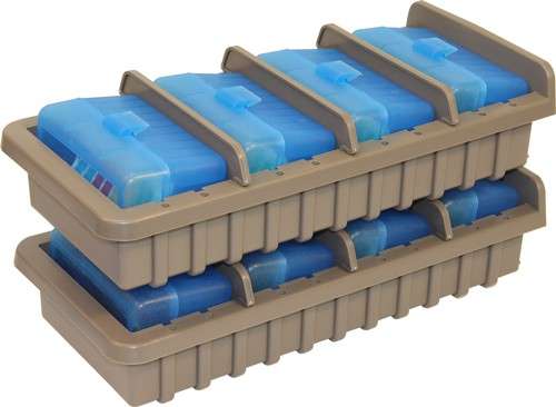 MTM AMMO RACK W/ 4 RS50 50RND FLIP TOP BOXES CLR BLUE/DK ETH