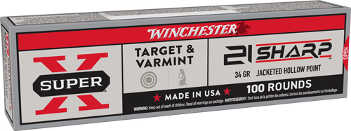 WINCHESTER SUPER X 21 SHARP 34GR JHP 1500 FP 100RD 20BX/CS