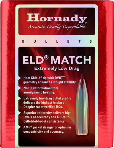HORNADY BULLETS 6.5MM .264 147GR ELD-MATCH 500CT 6BX/CS