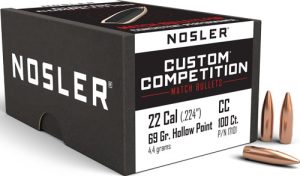 NOSLER BULLETS 22 CAL .224 69GR HP-BT CUSTOM COMP. 100CT