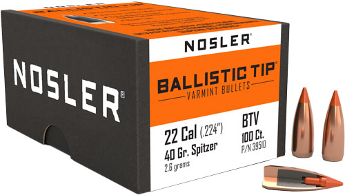 NOSLER BULLETS 22 CAL .224 40GR BALLISTIC TIP 100CT - Image 2