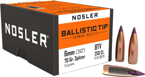 NOSLER BULLETS 6MM .243 70GR BALLISTIC TIP 250CT - Image 2