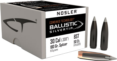 NOSLER BULLETS 30 CAL .308 180GR BALLISTIC SILVER TIP 50C - Image 2