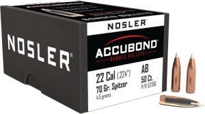 NOSLER BULLETS .22 CAL .224 70GR ACCUBOND 50CT