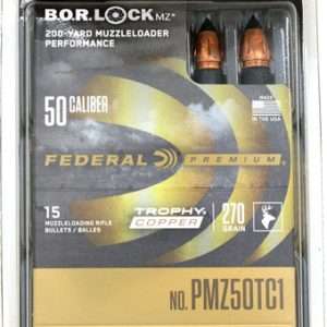 FEDERAL 50CAL 270GR TROPHY COPPER MZ/BOR LOCK 15RD 10BX/C