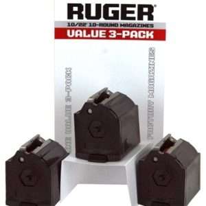 RUGER MAGAZINE 10/22 22LR 10RD BLACK PLASTIC 3PACK