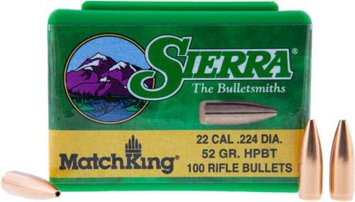 SIERRA BULLETS .22 CAL .224 52GR HPBT MATCH 100CT