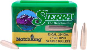 SIERRA BULLETS .22 CAL .224 77GR HPBT W/CANNELURE 50CT